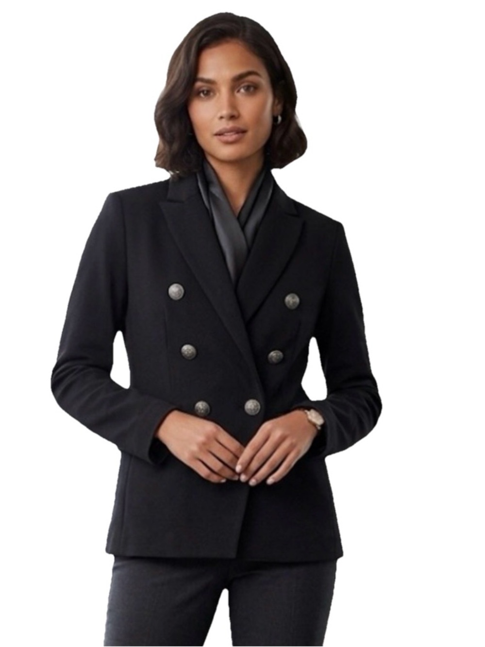 DREW Double Breasted Blazer Jacket in Women’s Black Size Small